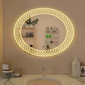 Perkhoff  Round Wire Swirl Trending Led Mirror