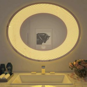 Perkhoff  Round Line Swirl Trending Led Mirror